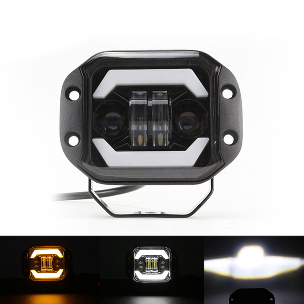 2PC Spotlight Flush Mount LED Work Light Bar Hi/low Beam Off Road Atv Niva Lada Car LED Pods Driving Fog Lights