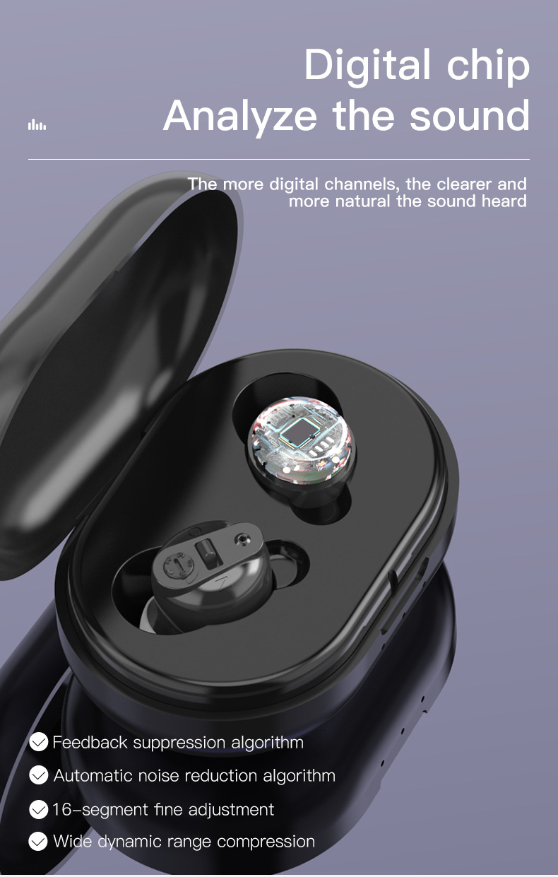 Portable USB Rechargeable Ear Hearing Aids Mini Invisible Assistant Adjustable Tone Sound Amplifier For Deaf Elderly Health Care