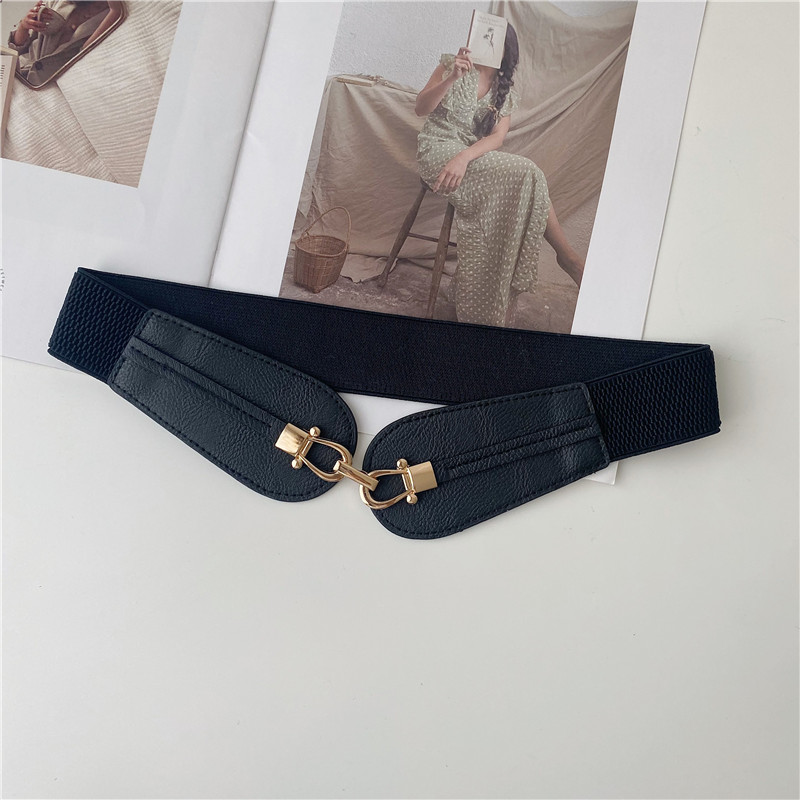 Belts Female Wide Waistband Simple Metal Buckle Belt for Women Simple Elastic Band Cinch Waist Belt Suit Sweater Clothing Accessories