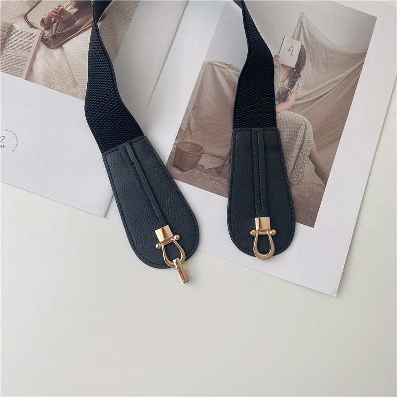 Belts Female Wide Waistband Simple Metal Buckle Belt for Women Simple Elastic Band Cinch Waist Belt Suit Sweater Clothing Accessories
