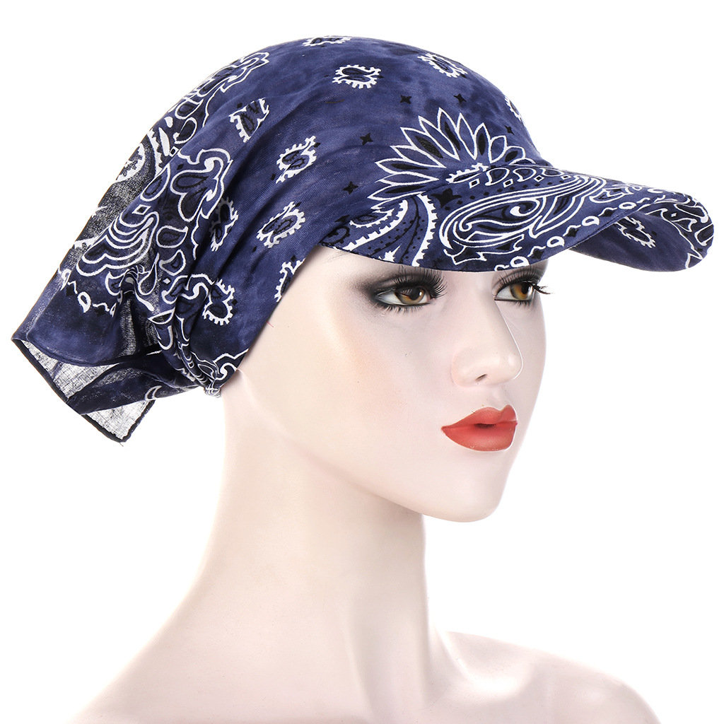 Hats muslim Summer tie-dye candy color outdoor windproof sunscreen with brim cotton print headscarf Caps