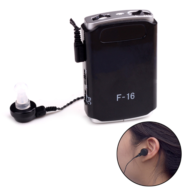 AXON F-16 Pocket High Power Wired Box Mini Hearing Aid Sound Amplifier Receiver Black