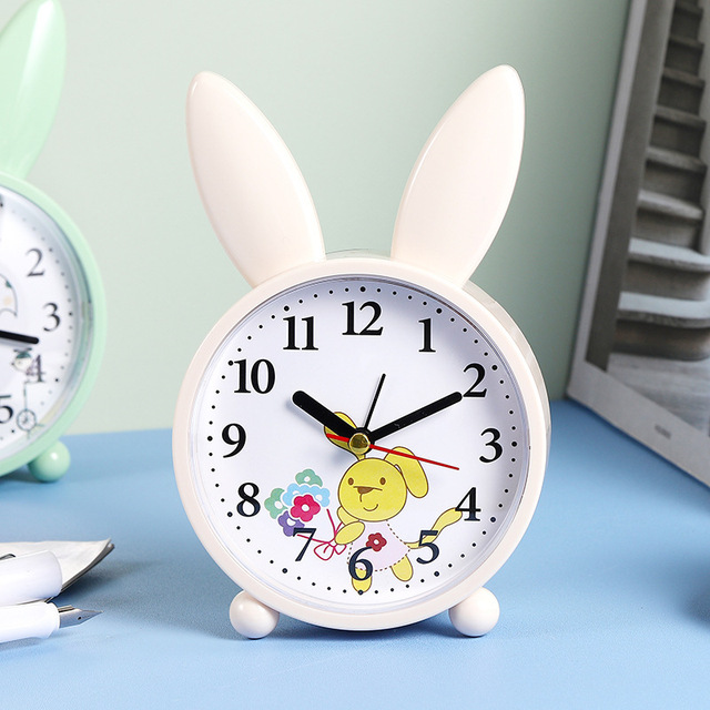 Cartoon Rabbit Alarm Clock Bedroom Bedside Decoration Simple Mute Small Alarm Clock Student Alarm Clock Gift