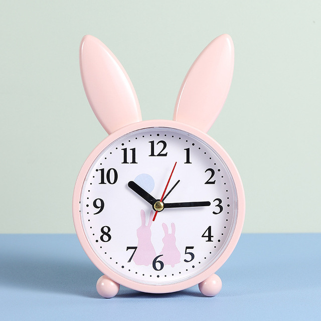 Cartoon Rabbit Alarm Clock Bedroom Bedside Decoration Simple Mute Small Alarm Clock Student Alarm Clock Gift