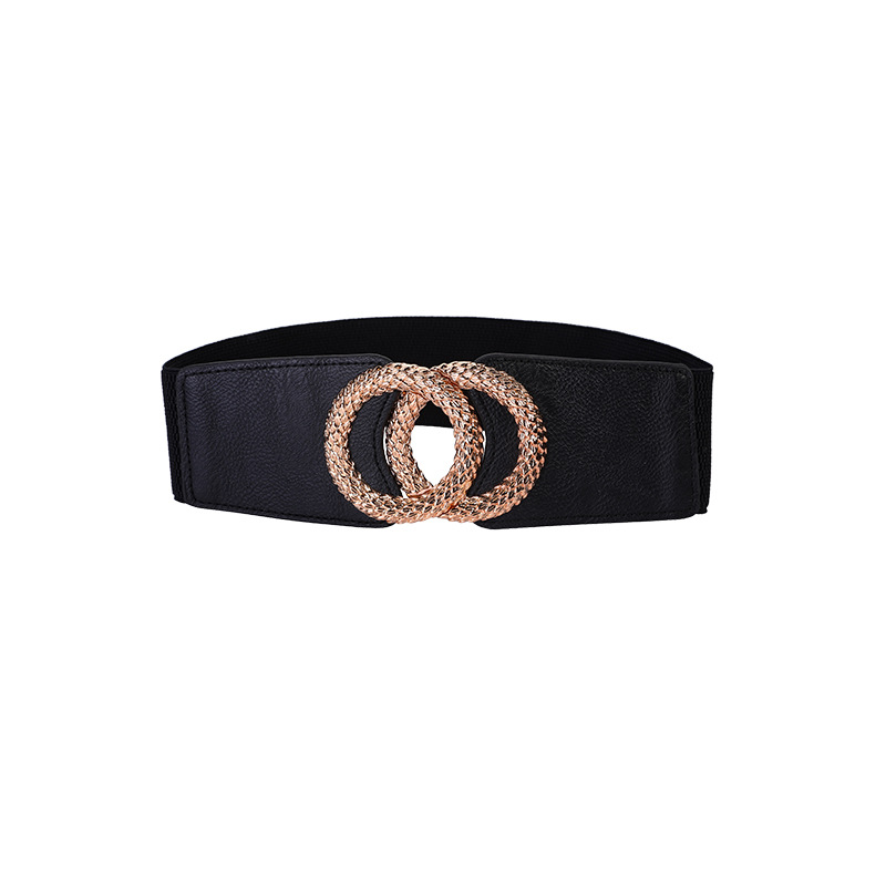 Fashion Ladies Decorated Elastic Wide Gold Belt Buckle Dress Sweater Sweater Waist Belt for Woman Designer Luxury Brand