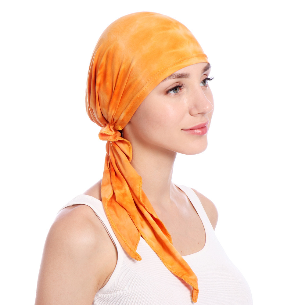 Women Muslim tie-dye curved fabric cap Muslim head cap Cotton double-sided cap