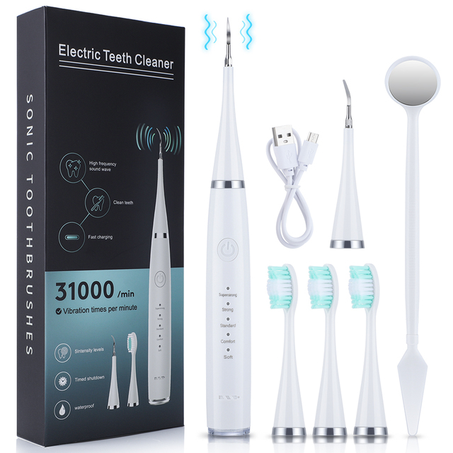 Electric Toothbrush Sonic Dental Scaler Teeth Whitening kit Tooth Whitener Calculus Tartar Remover Tools Cleaner Stain Oral Care