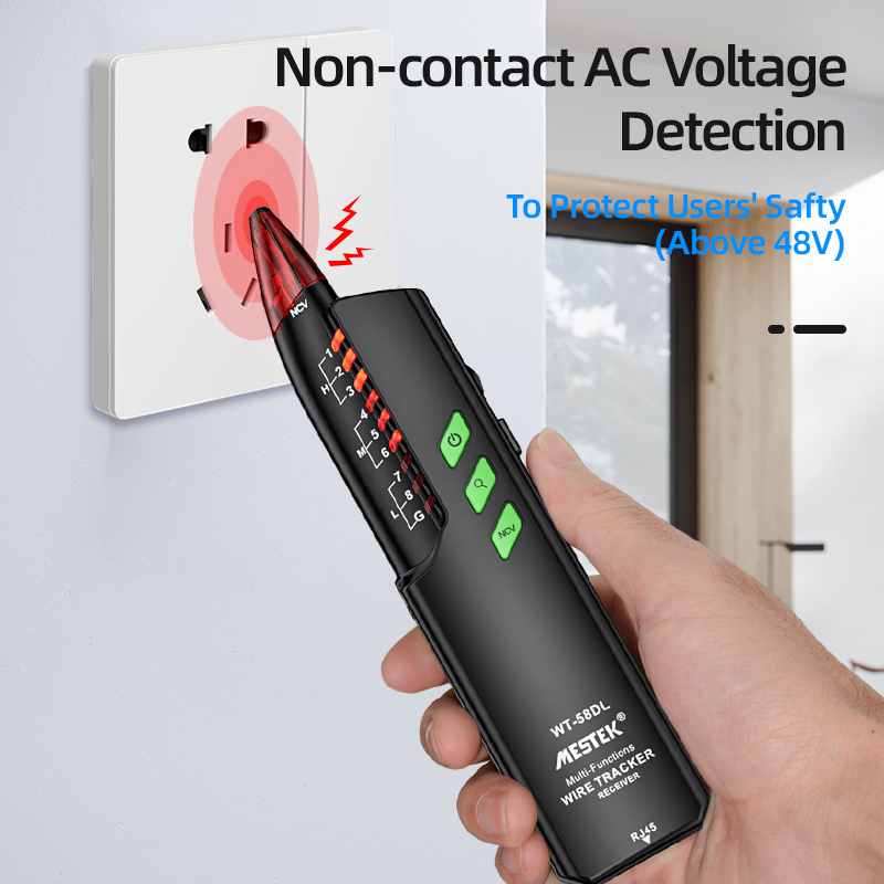 WT-58D Wire Trackers Track Network LAN Cable Tester Tools Cable Hunting Non-contact AC Voltage Detection Flashlight Line Finder