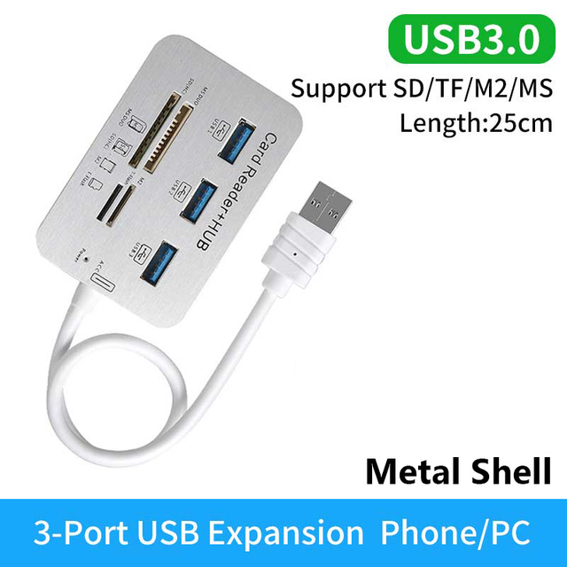 7 in 1 USB Hub Card Reader Fast USB3.0 Or USB2.0 Expander SD TF Memory Card Adapter For U Disk PC Laptop Mouse Keyboard USB Hub