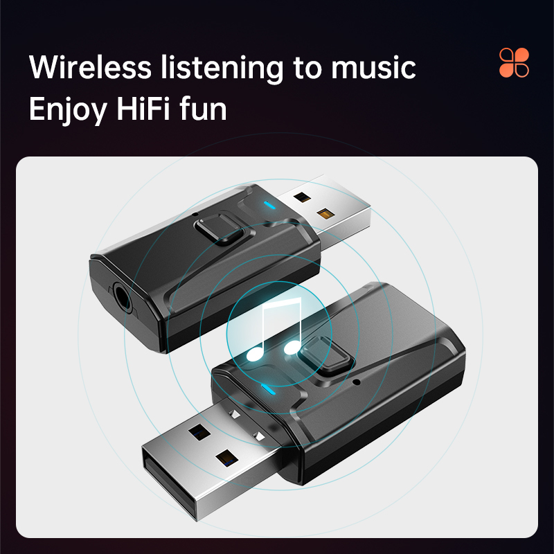 5.1 Bluetooth Adapter USB Wireless Bluetooth Receiver Transmitter 3.5mm Jack AUX Adapter for Computer Laptop TV Car PC