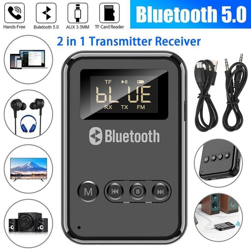 USB Bluetooth 5.0 Transmitter Receiver A2DP AUX 3.5mm RCA Jack USB Wireless Adapter Support TF Card FM Outputs For TV PC Car New