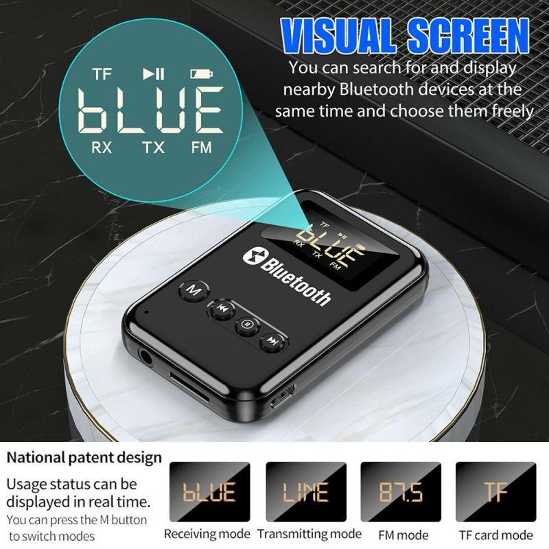 USB Bluetooth 5.0 Transmitter Receiver A2DP AUX 3.5mm RCA Jack USB Wireless Adapter Support TF Card FM Outputs For TV PC Car New