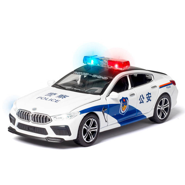 1/32 Alloy Die Cast M8 Police Model Toy Car Simulation Sound Light Pull Back 6 Door Open Toys Vehicle For Children Gifts