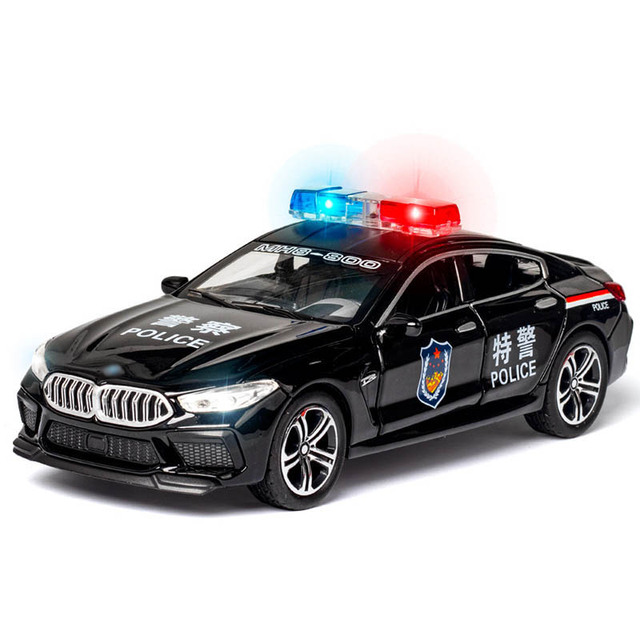 1/32 Alloy Die Cast M8 Police Model Toy Car Simulation Sound Light Pull Back 6 Door Open Toys Vehicle For Children Gifts