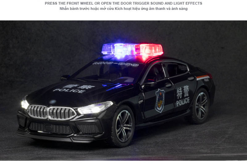 1/32 Alloy Die Cast M8 Police Model Toy Car Simulation Sound Light Pull Back 6 Door Open Toys Vehicle For Children Gifts