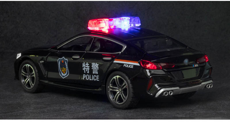 1/32 Alloy Die Cast M8 Police Model Toy Car Simulation Sound Light Pull Back 6 Door Open Toys Vehicle For Children Gifts