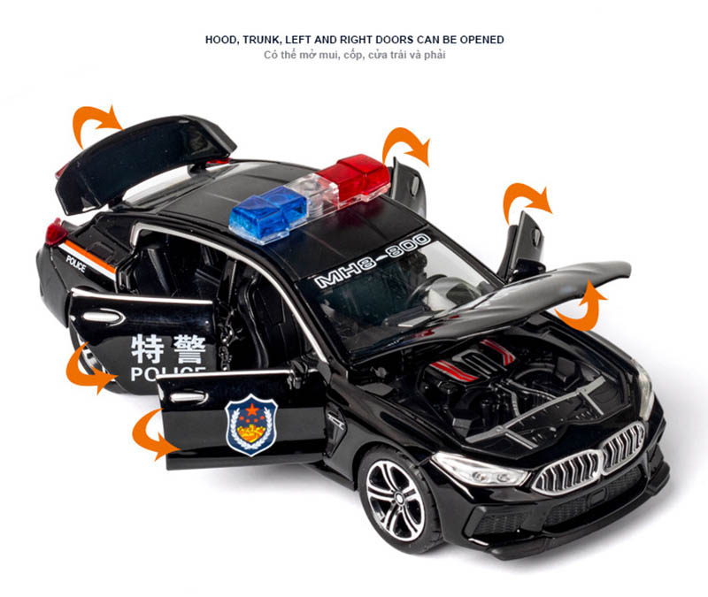 1/32 Alloy Die Cast M8 Police Model Toy Car Simulation Sound Light Pull Back 6 Door Open Toys Vehicle For Children Gifts