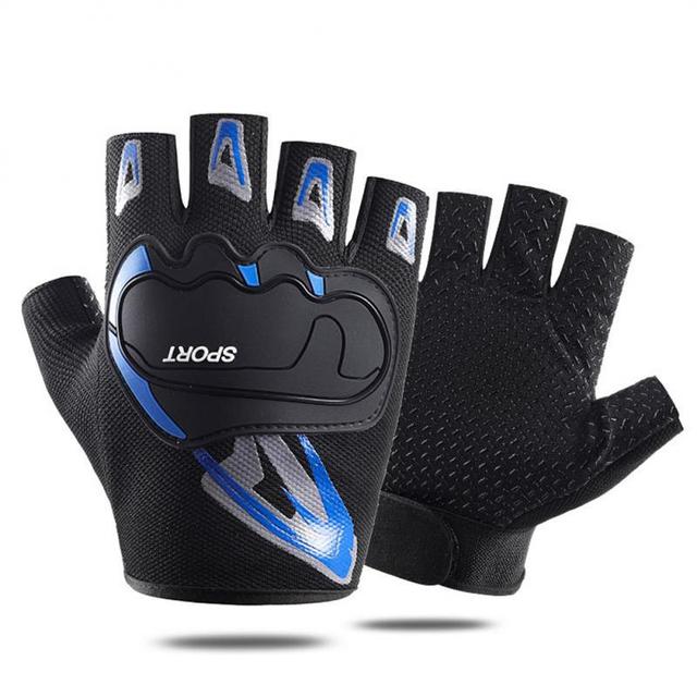 1pair Men Gym Gloves Half Finger Cycling Gloves Fitness Weight Lifting Bodybuilding Training Sports Exercise Workout Bike Glove