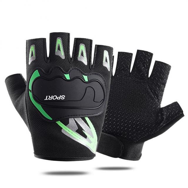 1pair Men Gym Gloves Half Finger Cycling Gloves Fitness Weight Lifting Bodybuilding Training Sports Exercise Workout Bike Glove