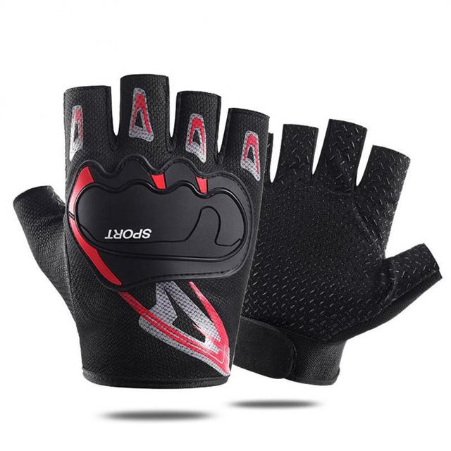 1pair Men Gym Gloves Half Finger Cycling Gloves Fitness Weight Lifting Bodybuilding Training Sports Exercise Workout Bike Glove