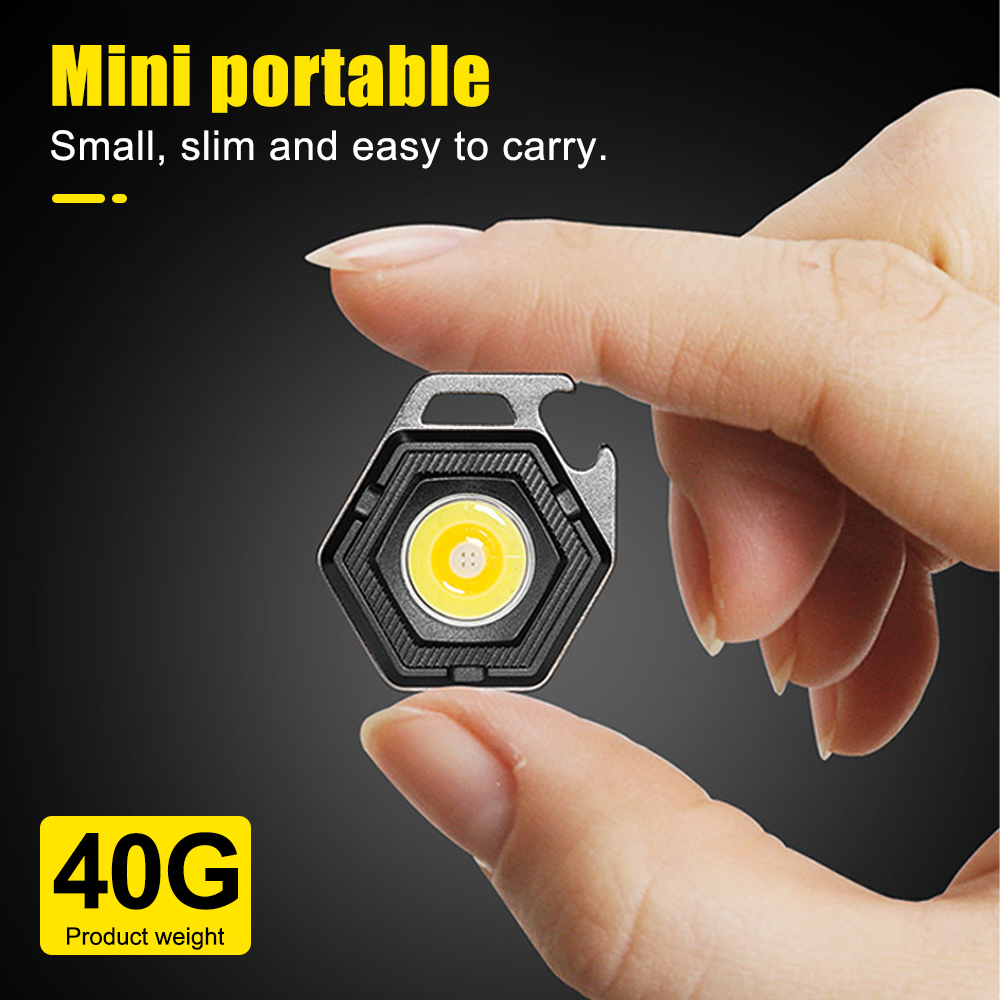 Pocket Mini COB Work Light Keychain LED Flashlight with Tripod Portable Rechargeable Red Torch Strong Camping Magnetic Lantern