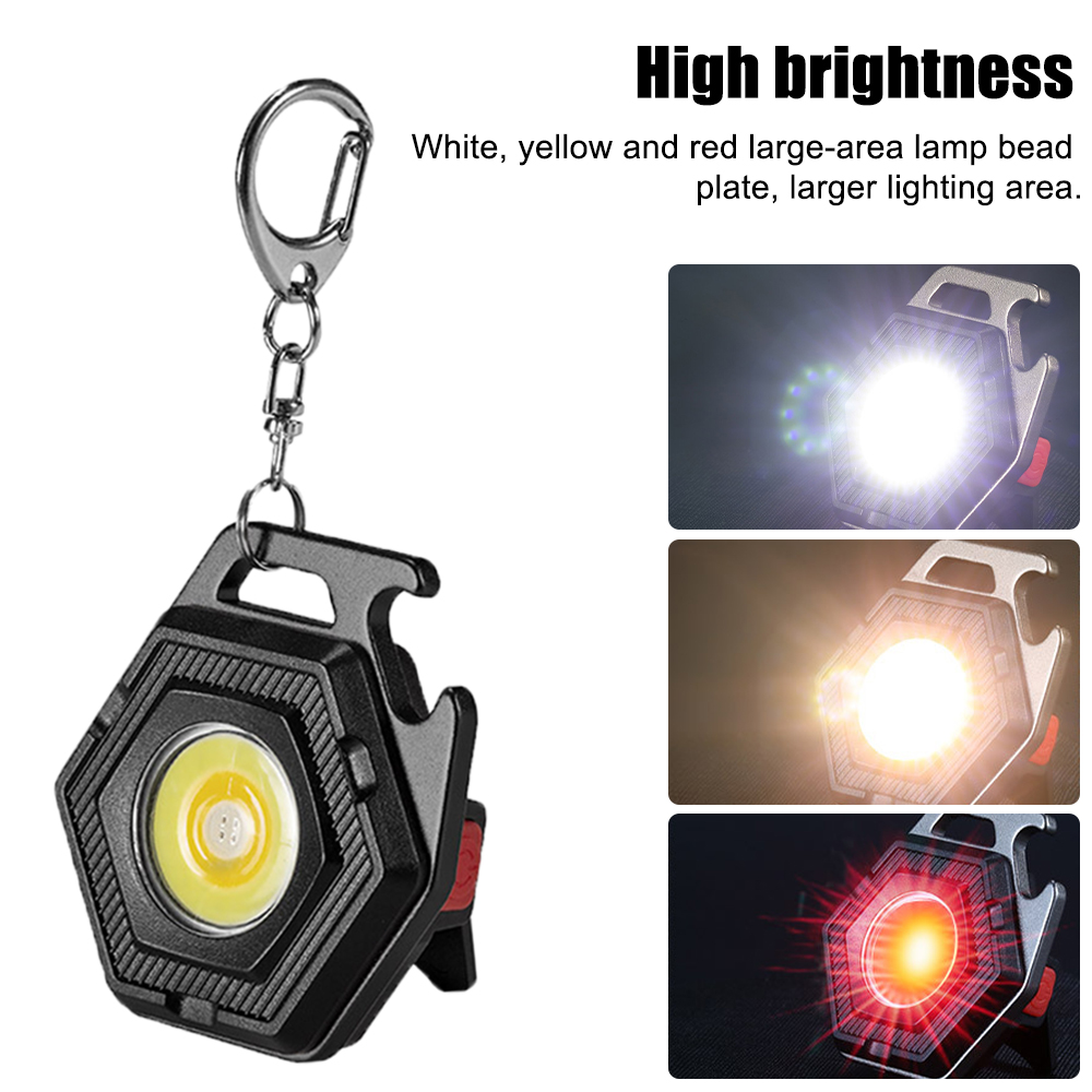 Pocket Mini COB Work Light Keychain LED Flashlight with Tripod Portable Rechargeable Red Torch Strong Camping Magnetic Lantern