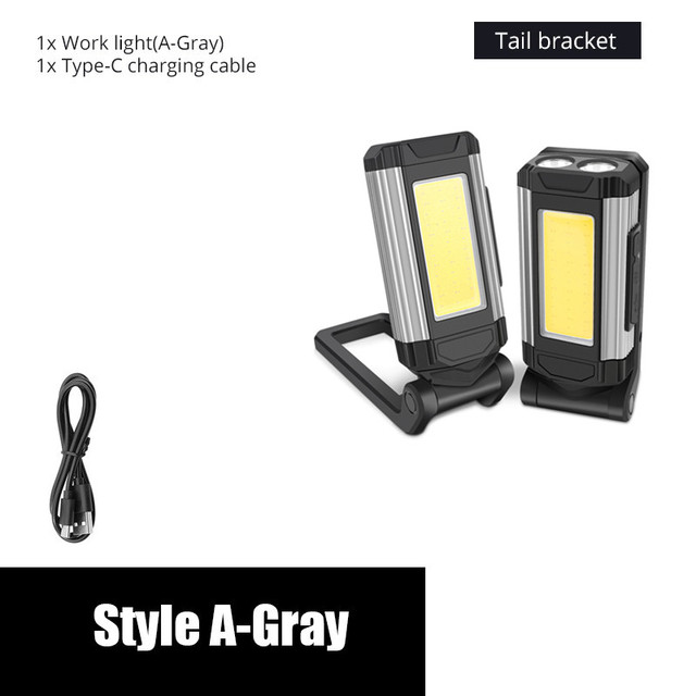 1PC COB Work Light USB Rechargeable LED Flashlight Portable Lantern Camping Light with Magnet Type C Cable Power Bank Function Lamp