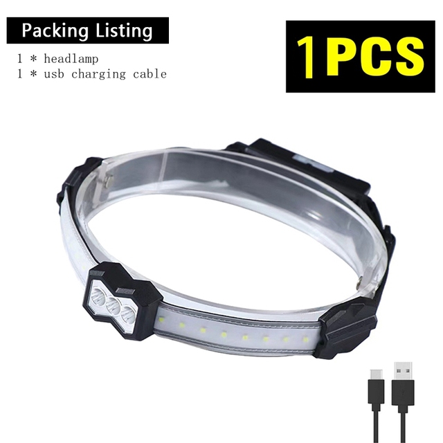 COB Outdoor Running Headlamp Red White Light Source LED Headlight USB Rechargeable Glare Flashlight Work Light Hiking Fishing