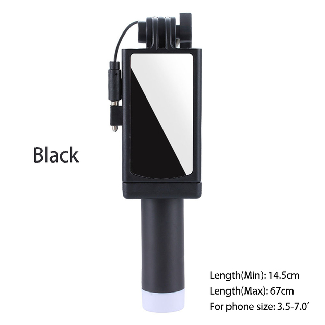 Portable Handheld Extendable Monopod Selfie Stick With Back HD Mirror For iPhone 5 6 Plus Samsung Huawei Sony LG Xiaomi OPPO.