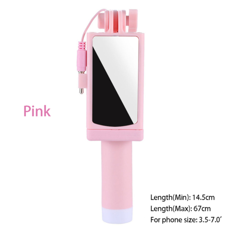 Portable Handheld Extendable Monopod Selfie Stick With Back HD Mirror For iPhone 5 6 Plus Samsung Huawei Sony LG Xiaomi OPPO.