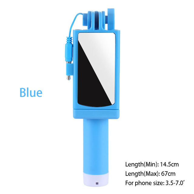 Portable Handheld Extendable Monopod Selfie Stick With Back HD Mirror For iPhone 5 6 Plus Samsung Huawei Sony LG Xiaomi OPPO.