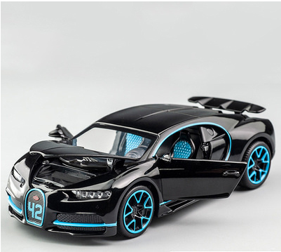 1/32 Alloy Toy Car Models Bugatti Chiron With Sound Light Diecasts Toys Vehicles 3 Doors Opened Car Toy Collection Gift For Kids