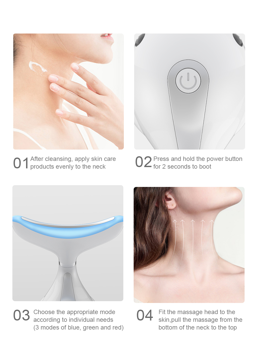 Facial Neck Massager 3 Colors Led Photon Therapy lifting Wrinkle Removal Beauty Device Reduce Double Chin Skin CareTool