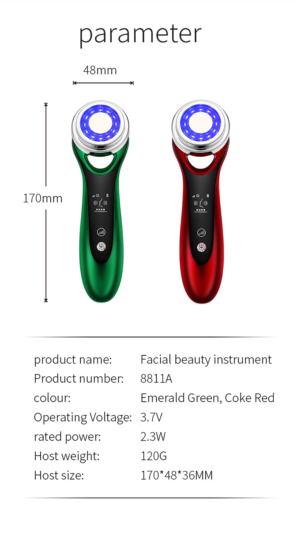 EMS Beauty Instrument Face Lifting Heat Red Blue Light Face Cleaner Deep Cleansing Home Skin Care Device Face Massager Electric