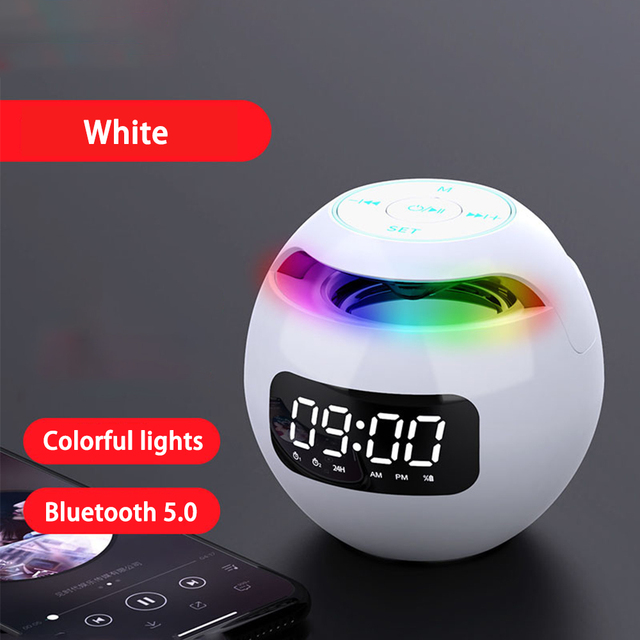 Home Room Decora Alarm Clock With LED Display Smart Bluetooth Speaker FM Radio Colorful Light TF Card MP3 Music Play Table Clock