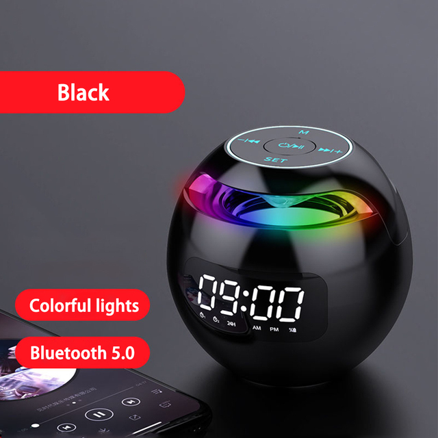 Home Room Decora Alarm Clock With LED Display Smart Bluetooth Speaker FM Radio Colorful Light TF Card MP3 Music Play Table Clock