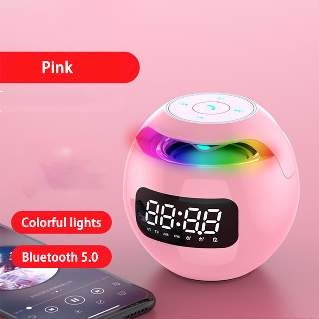 Home Room Decora Alarm Clock With LED Display Smart Bluetooth Speaker FM Radio Colorful Light TF Card MP3 Music Play Table Clock