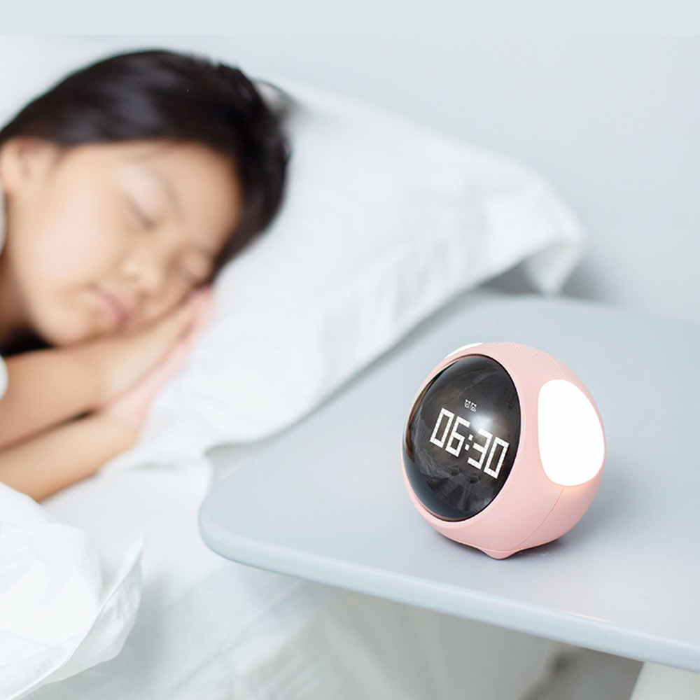 New Cute Expression Alarm Clock Child Multifunctional Bedside Voice Control Night Light Snooze Chargeable Child Alarm Clock