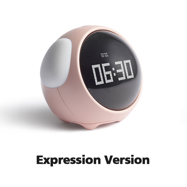 New Cute Expression Alarm Clock Child Multifunctional Bedside Voice Control Night Light Snooze Chargeable Child Alarm Clock
