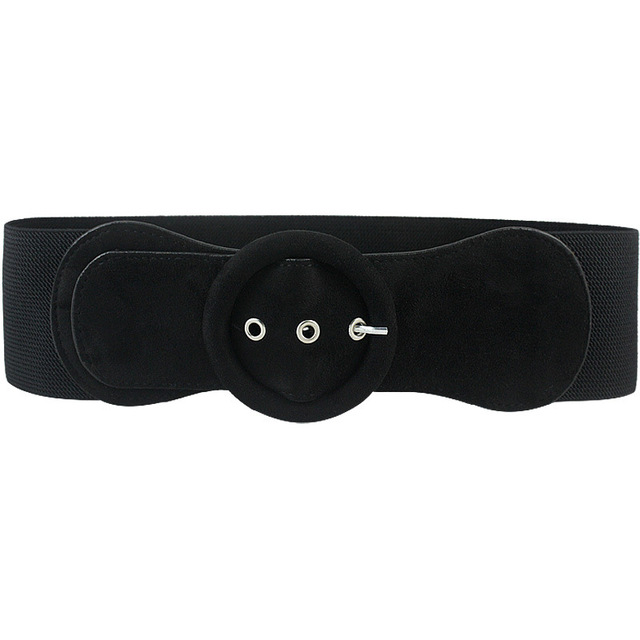 Fashion Women's Suede Elastic Belt Down Jacket Wide Belt all-Matching Ladies Dress Pin Buckle Belts Bow Buckle Soft Waistband