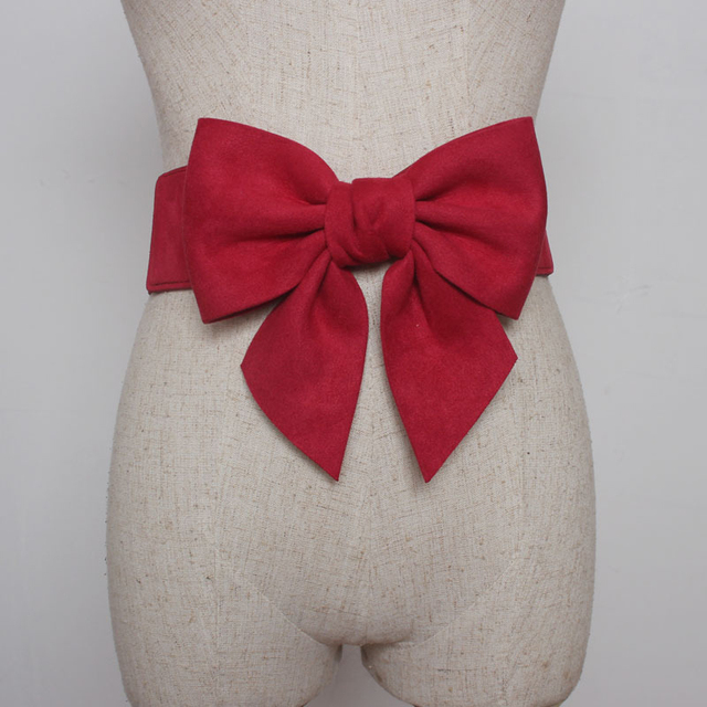 1PCS Women Elegant Big Bow Elastic Waistbands Lady Stretchy Solid Color Ribbon Bow-Knot Waist Belt Dress Decoration Cumerbunds
