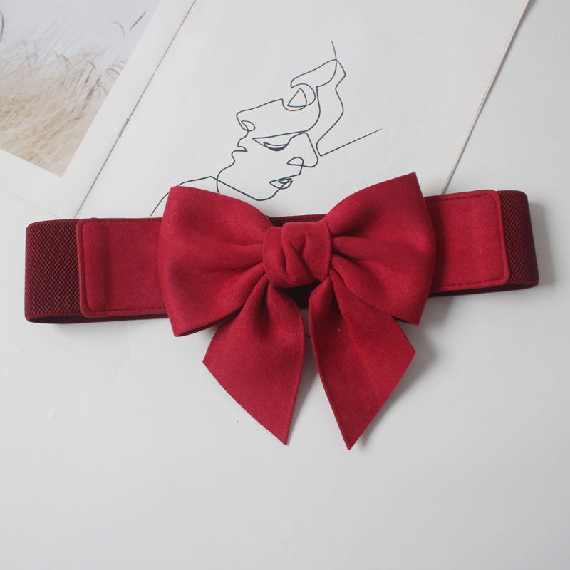 1PCS Women Elegant Big Bow Elastic Waistbands Lady Stretchy Solid Color Ribbon Bow-Knot Waist Belt Dress Decoration Cumerbunds