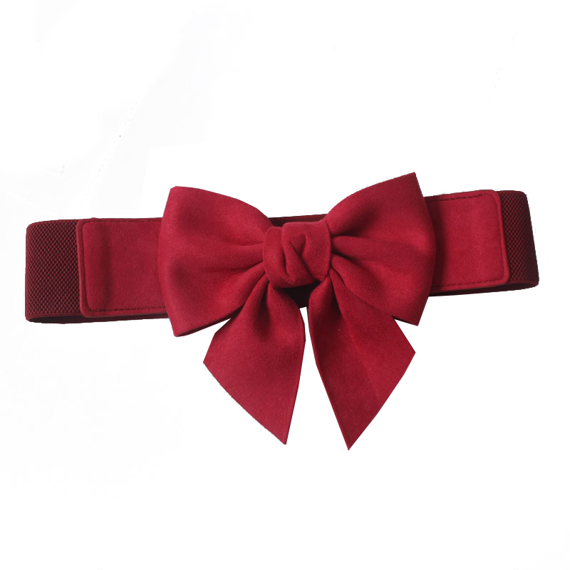 1PCS Women Elegant Big Bow Elastic Waistbands Lady Stretchy Solid Color Ribbon Bow-Knot Waist Belt Dress Decoration Cumerbunds