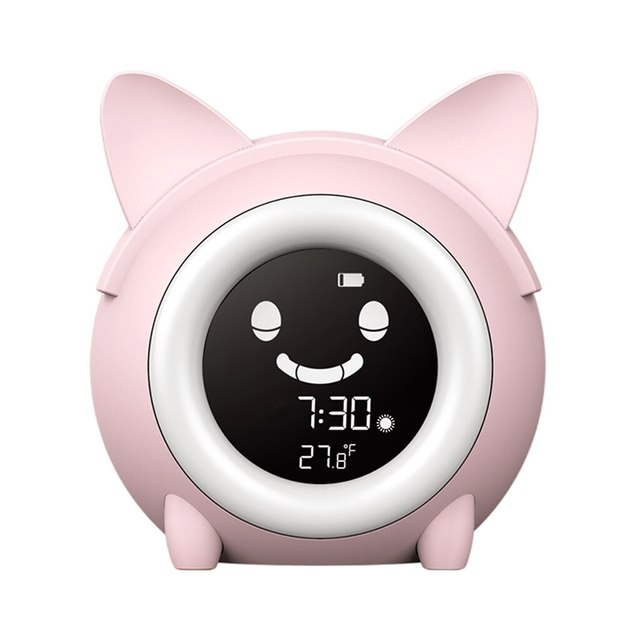 Kids Child Alarm Clock Sleep Training Clock Colorful Night Light Digital Wake Up Clock with Temperature NAP Timer for Bedroom