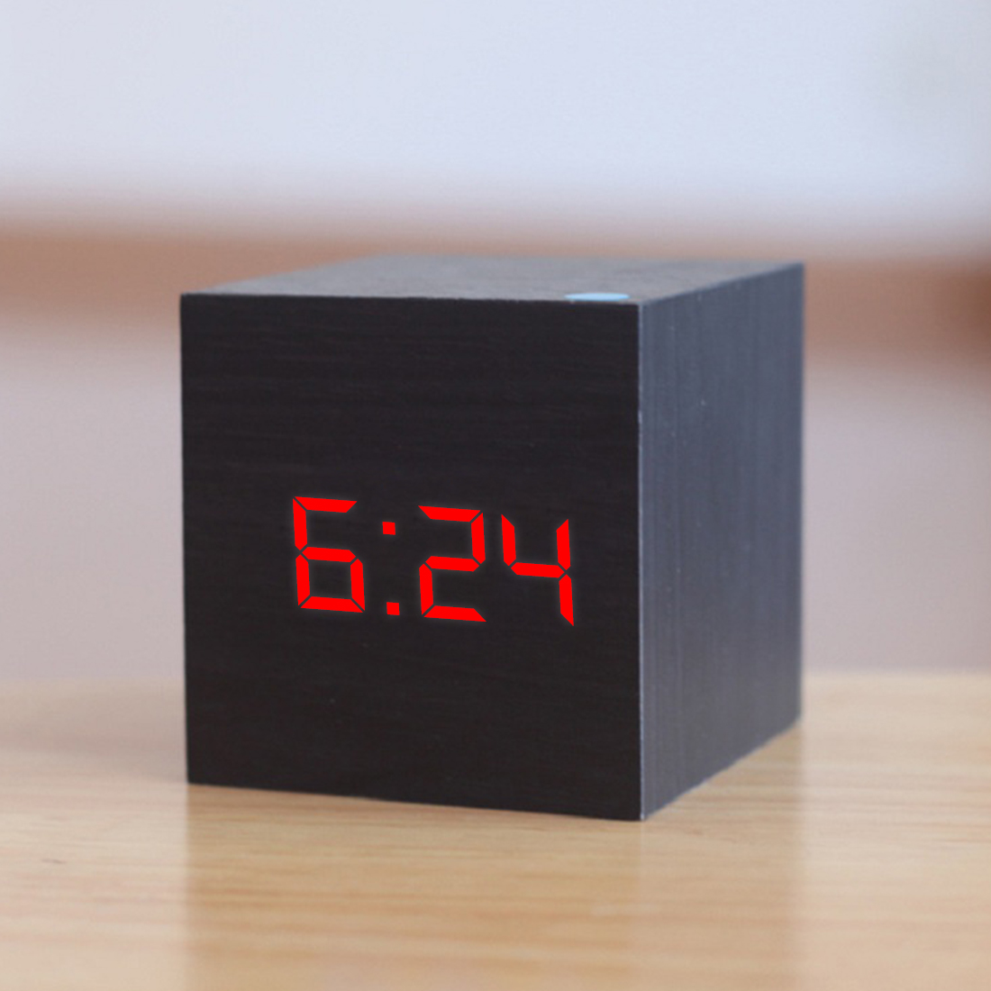 Digital Wooden LED Alarm Clock Wood Retro Glow Clock Desktop Table Decor Voice Control Snooze Function Home Desktop Clocks