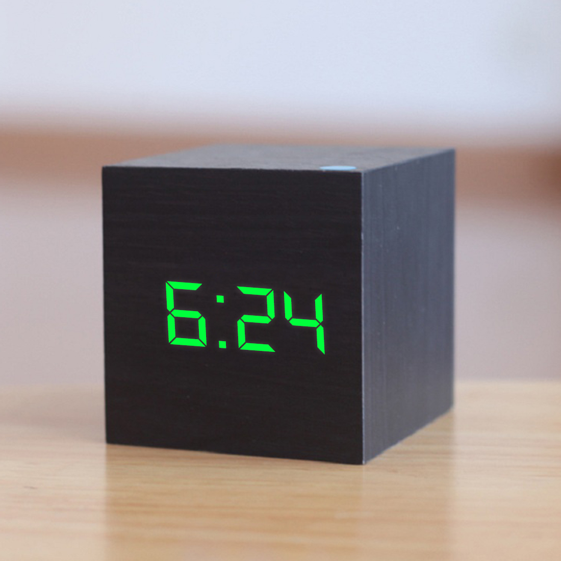 Digital Wooden LED Alarm Clock Wood Retro Glow Clock Desktop Table Decor Voice Control Snooze Function Home Desktop Clocks