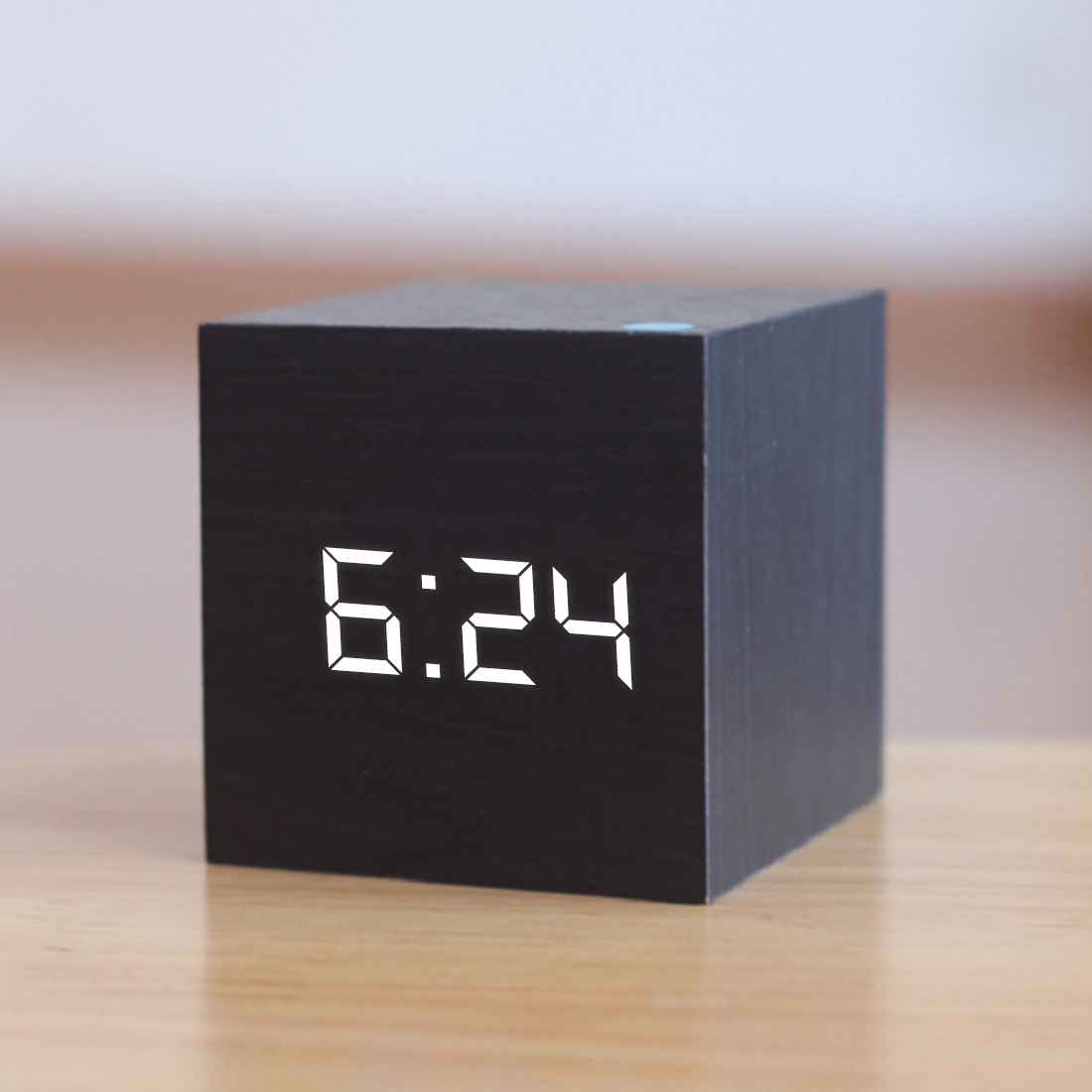 Digital Wooden LED Alarm Clock Wood Retro Glow Clock Desktop Table Decor Voice Control Snooze Function Home Desktop Clocks