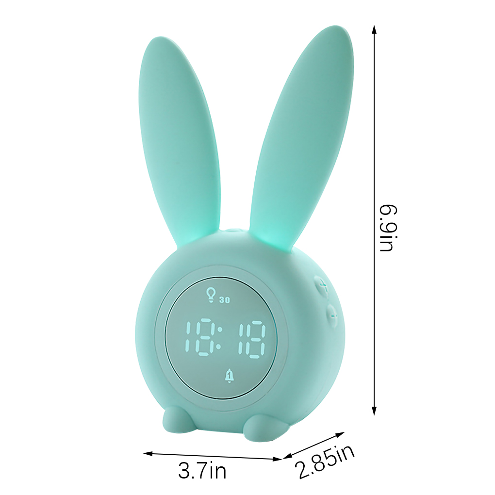 Cartoon LED Digital Alarm Clock Electronic LED Display Sound Control  Rabbit Night Lamp Desk Rechargeable Clock