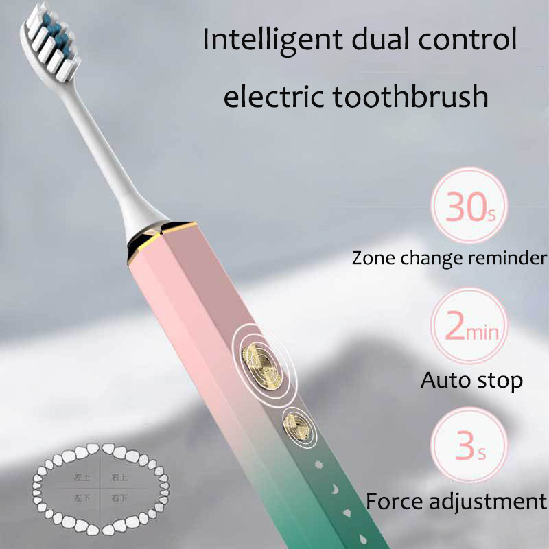Sonic Electric Toothbrush  Adult Timer Brush 15 Modes USB Charger Rechargeable Smart Tooth Brushes Replacement Heads Set