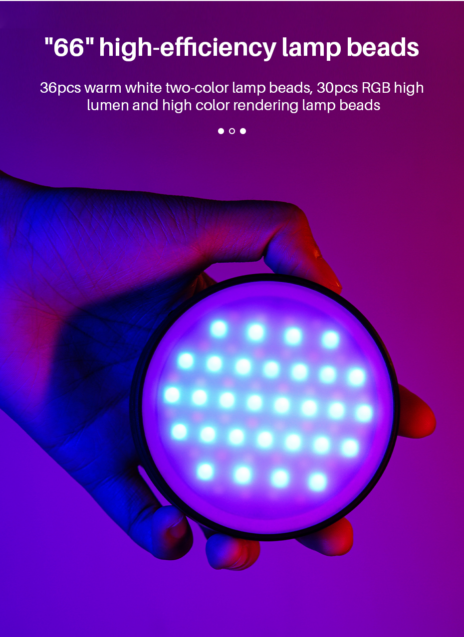 R66 Mini RGB LED Video Light For DSLR Camera Smartphone Vlog Light For Photography Lighting Fill Light 2500k-9000k CRI95+